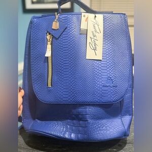 Embossed Blue Backpack by